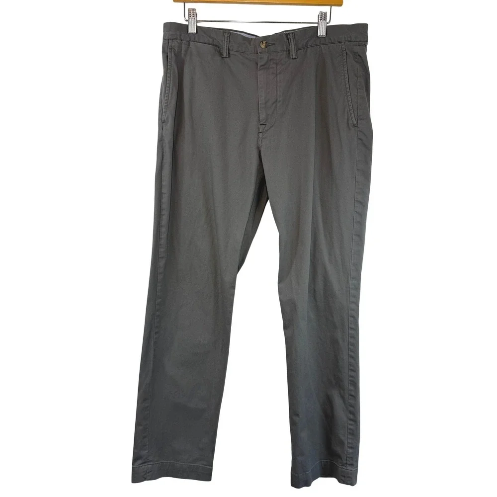 Polo Ralph Lauren‎ Chino Pants Grey Stretch Straight Fit Preppy Classic 34/32